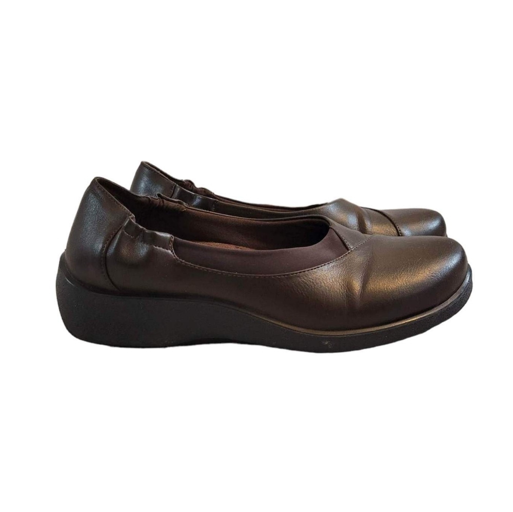 Patrizia Spring Step Brown Leathee Low Wedge Slip On Size 38